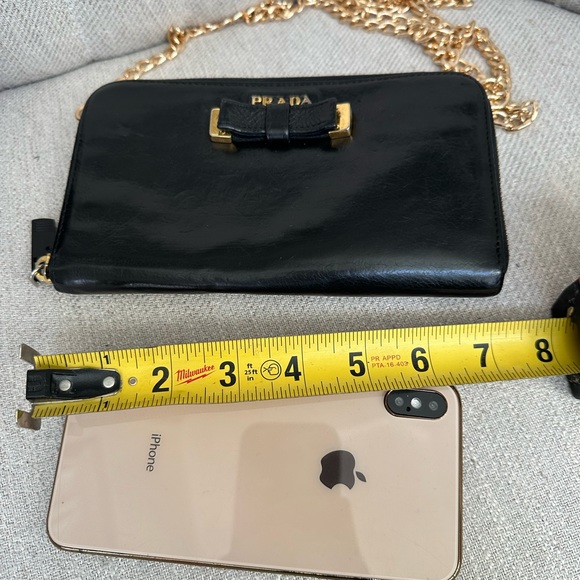 PRADA Mini Bow Black Leather Wallet on Chain - Picture 9 of 11